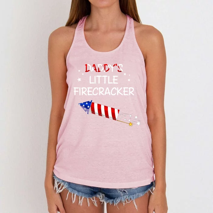 Kids 4th Of July Daddys Little Firecracker Funny Gift Women's Knotted Racerback Tank