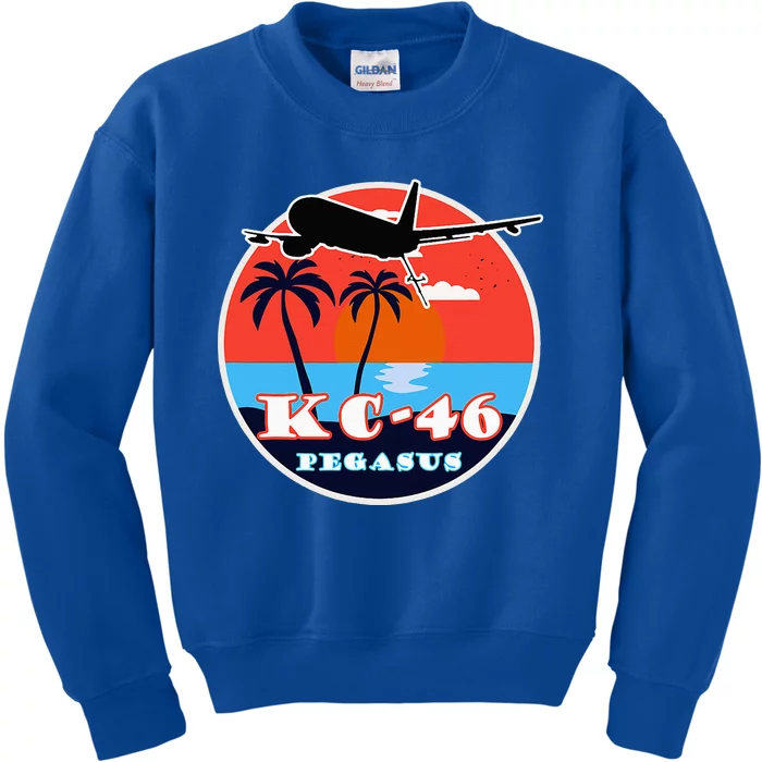 KC 46 Pegasus Vintage Tropical Sunset Air Refueling Kids Sweatshirt