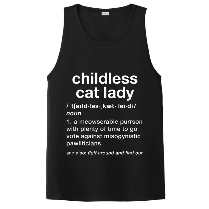 Kam47a 4 Usa Childless Cat Lady Funny Dictionary For 2024 President Kamalaharris Performance Tank