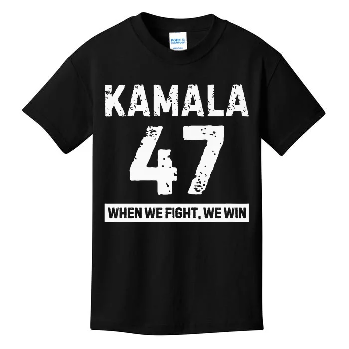 Kamala 47 Vote Blue When We Fight We Win Premium Kids T-Shirt