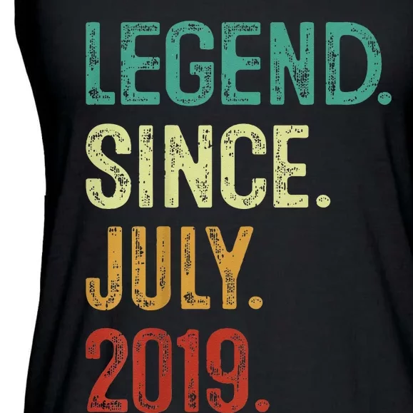 Kids 4 Years Old Legend Since July 2019 4th Birthday Ladies Essential Flowy Tank