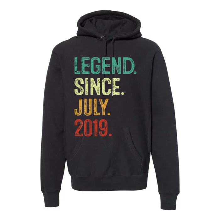 Kids 4 Years Old Legend Since July 2019 4th Birthday Premium Hoodie