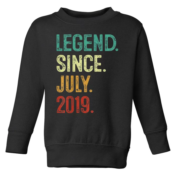 Kids 4 Years Old Legend Since July 2019 4th Birthday Toddler Sweatshirt