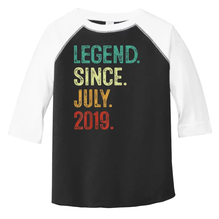 Kids 4 Years Old Legend Since July 2019 4th Birthday Toddler Fine Jersey T-Shirt