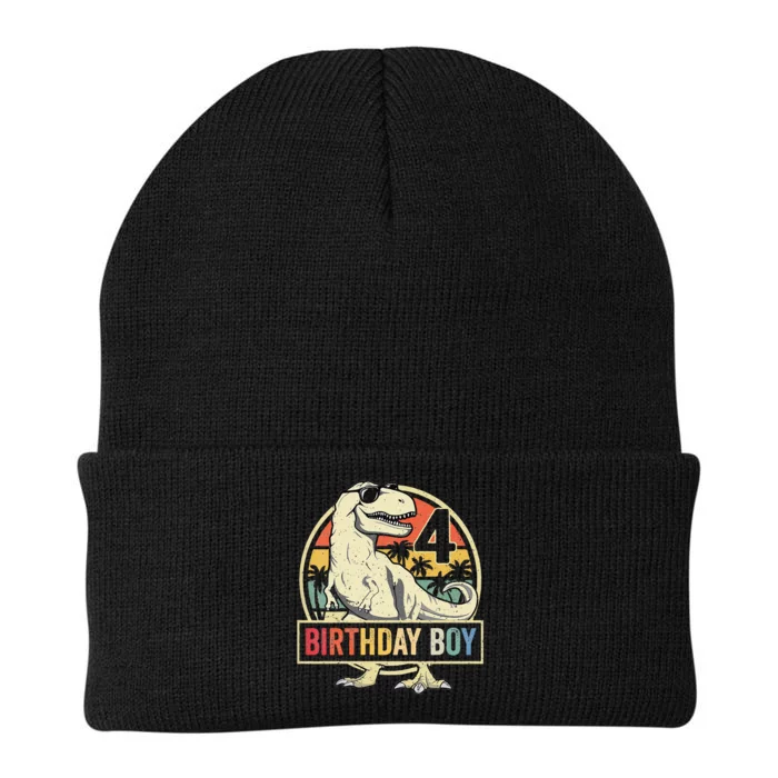 Kids 4 Year Old 4th Birthday Boy T Rex Dinosaur Knit Cap Winter Beanie