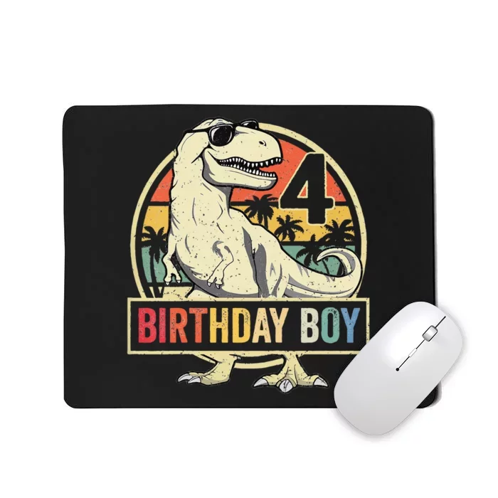 Kids 4 Year Old 4th Birthday Boy T Rex Dinosaur Mousepad