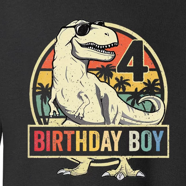 Kids 4 Year Old 4th Birthday Boy T Rex Dinosaur Toddler Sweatshirt