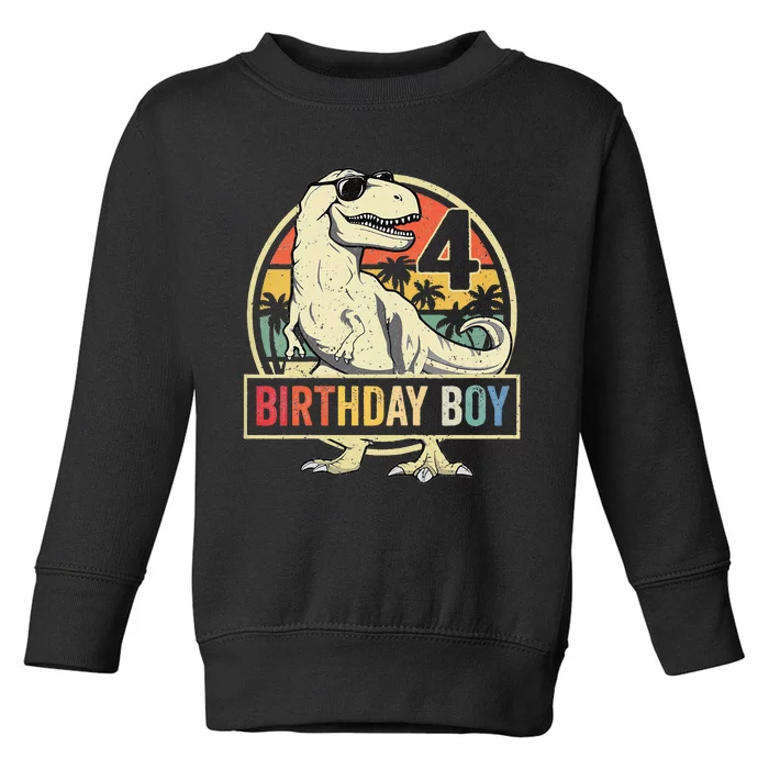 Kids 4 Year Old 4th Birthday Boy T Rex Dinosaur Toddler Sweatshirt