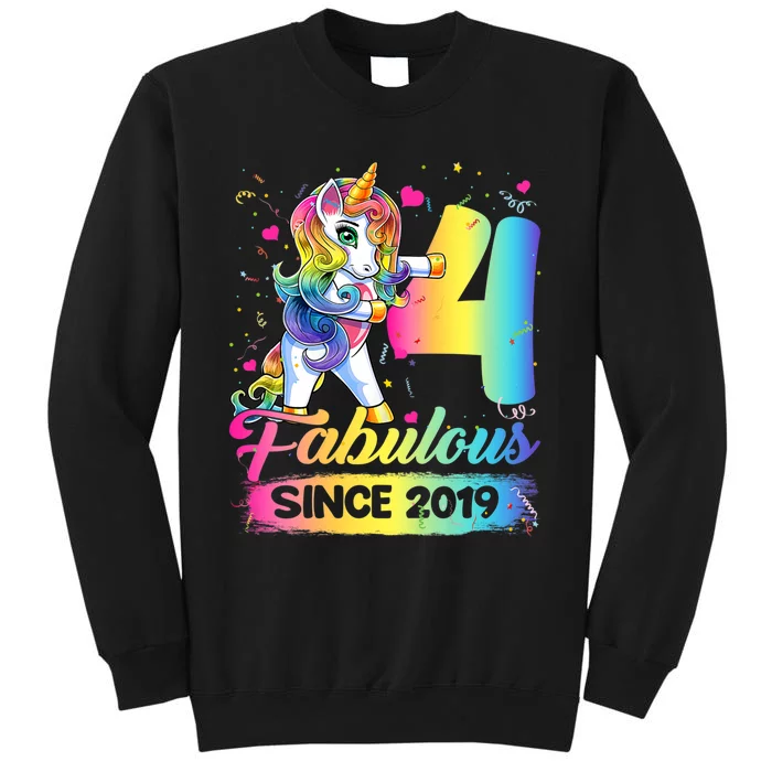 Kids 4 Years Old Unicorn Flossing 4th Birthday Girl Unicorn Party Sweatshirt