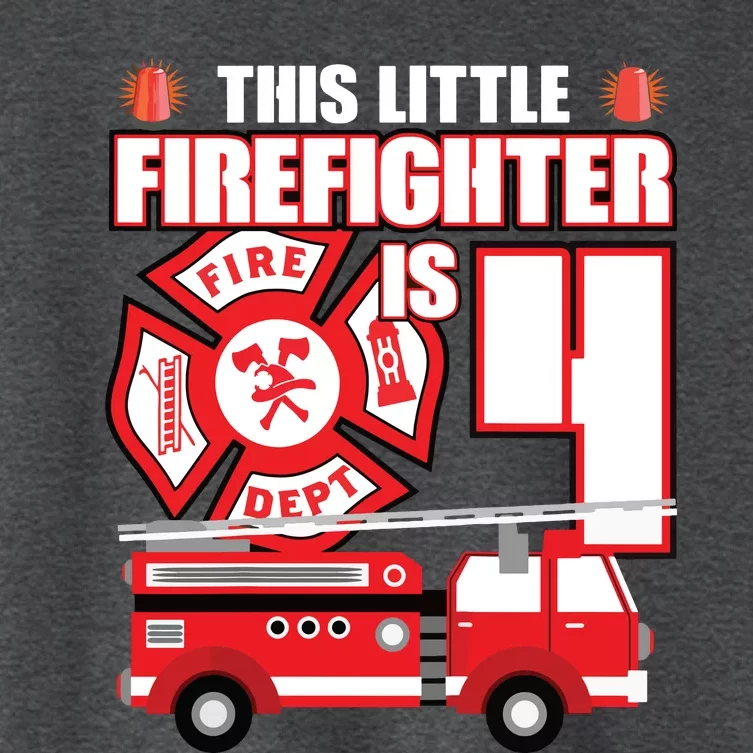 Kids 4 Year Old Firefighter Birthday Party Fire Truck 4th Gift Women's Crop Top Tee