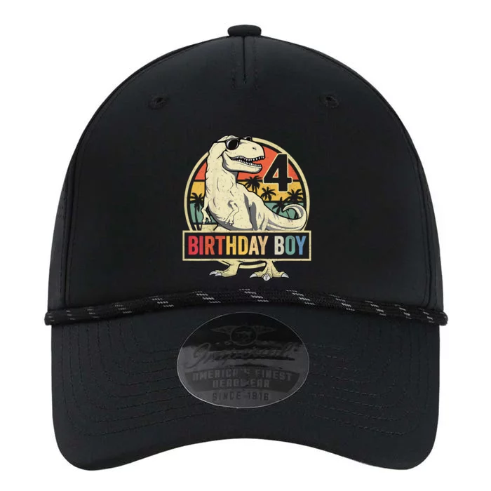 Kids 4 Year Old Shirt 4th Birthday Boy T Rex Dinosaur Performance The Dyno Cap