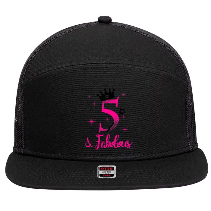 Kid 5 And Fabulous (Five) - 5th Birthday 7 Panel Mesh Trucker Snapback Hat