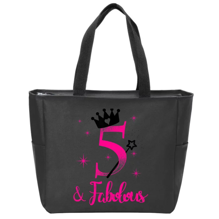 Kid 5 And Fabulous (Five) - 5th Birthday Zip Tote Bag