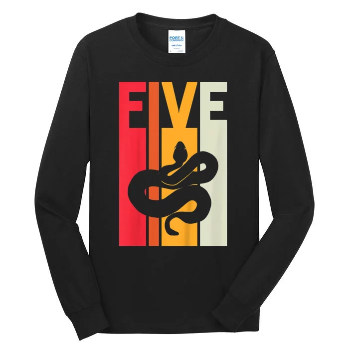 Kids 5th Birthday Vintage Snake Lover Pet Reptile 5 Years Old Tall Long Sleeve T-Shirt