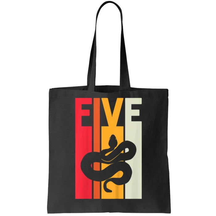 Kids 5th Birthday Vintage Snake Lover Pet Reptile 5 Years Old Tote Bag