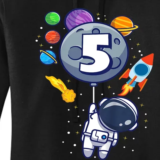 K.i.d.s 5th Birthday Astronaut 5 Year Old Birthday Boy Women's Pullover Hoodie