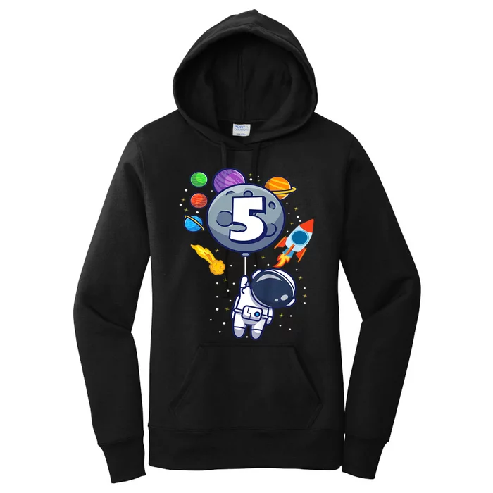 K.i.d.s 5th Birthday Astronaut 5 Year Old Birthday Boy Women's Pullover Hoodie