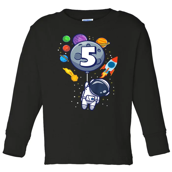 K.i.d.s 5th Birthday Astronaut 5 Year Old Birthday Boy Toddler Long Sleeve Shirt