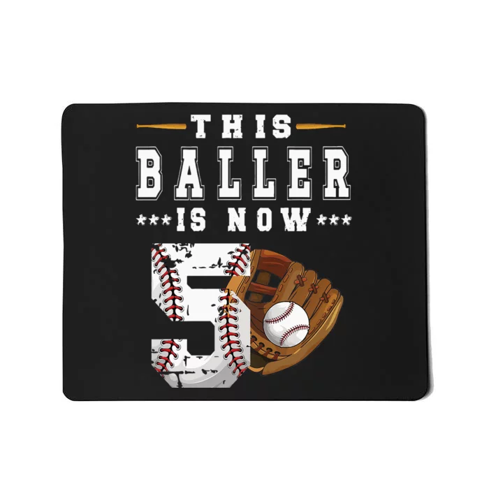 Kids 5th Birthday Baseball Boy Five Year Old Baseball Player Mousepad