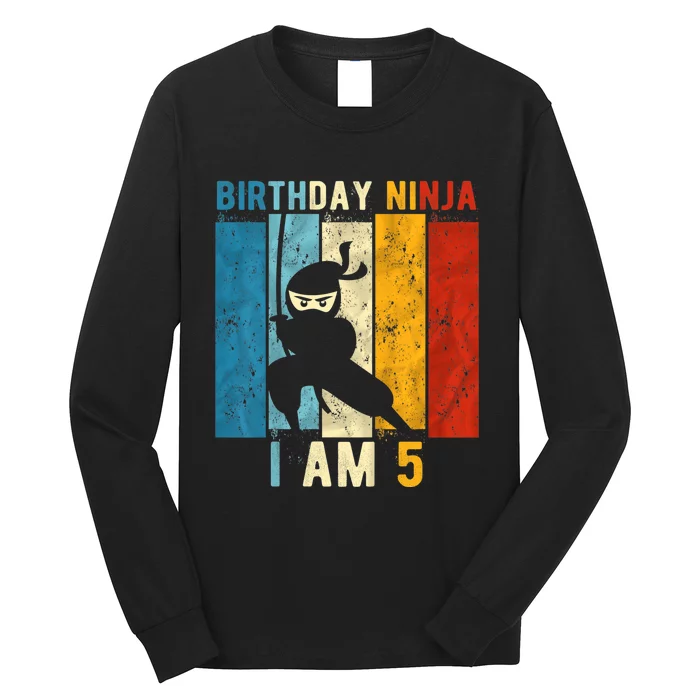 K.i.d.s 5th Birthday Ninja 5 Year Old Birthday Long Sleeve Shirt