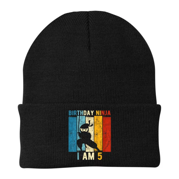 K.i.d.s 5th Birthday Ninja 5 Year Old Birthday Knit Cap Winter Beanie