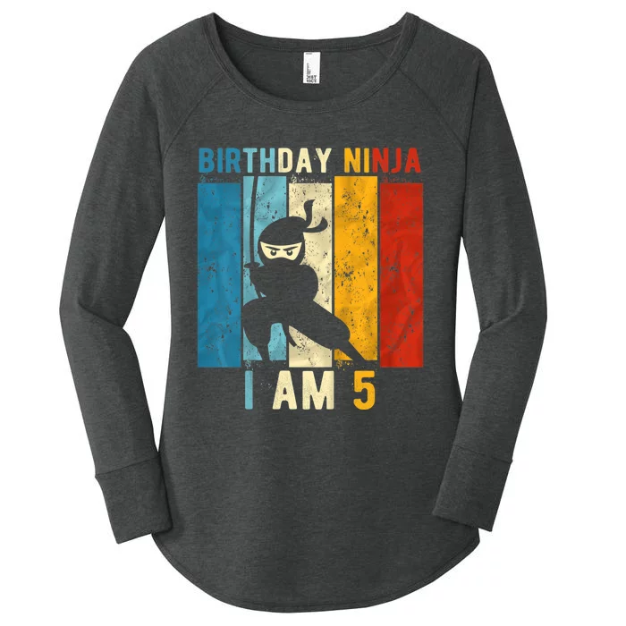 K.i.d.s 5th Birthday Ninja 5 Year Old Birthday Women's Perfect Tri Tunic Long Sleeve Shirt