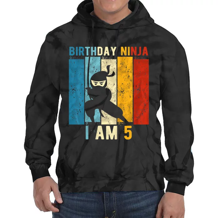 K.i.d.s 5th Birthday Ninja 5 Year Old Birthday Tie Dye Hoodie