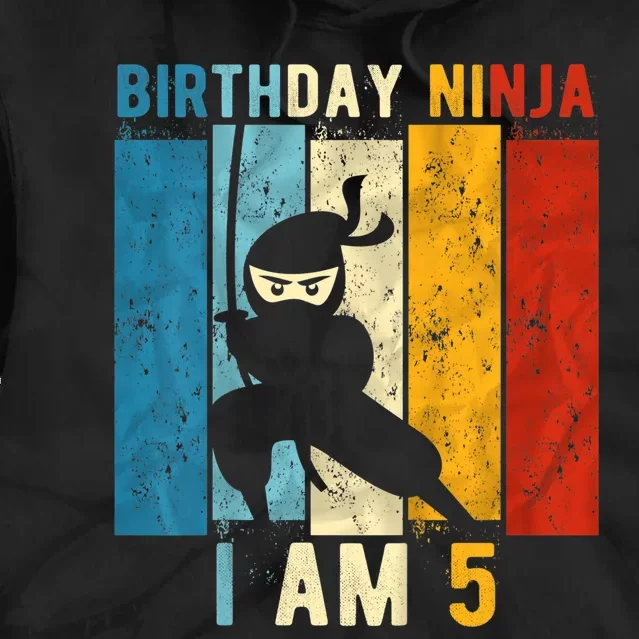 K.i.d.s 5th Birthday Ninja 5 Year Old Birthday Tie Dye Hoodie