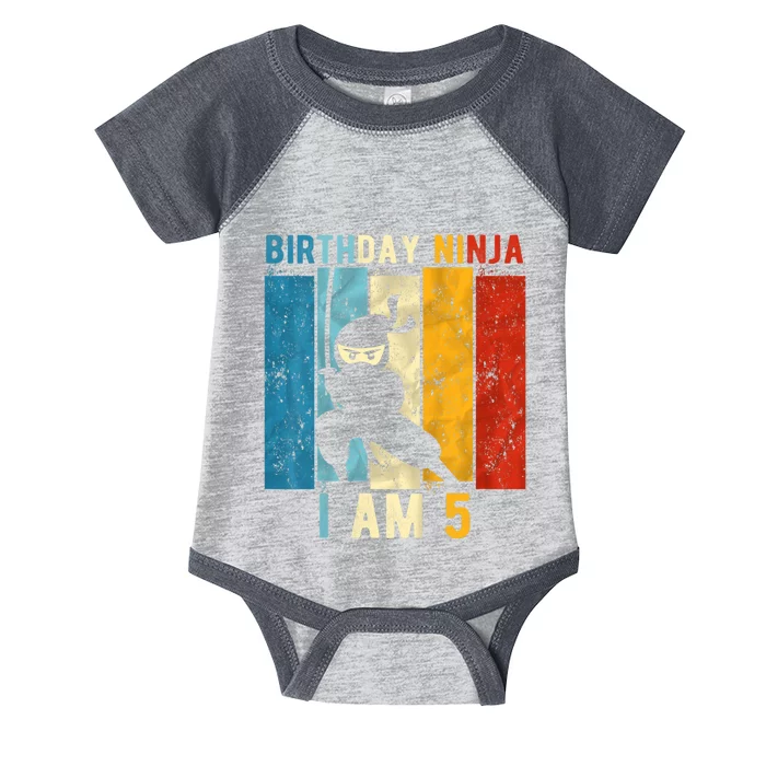 K.i.d.s 5th Birthday Ninja 5 Year Old Birthday Infant Baby Jersey Bodysuit