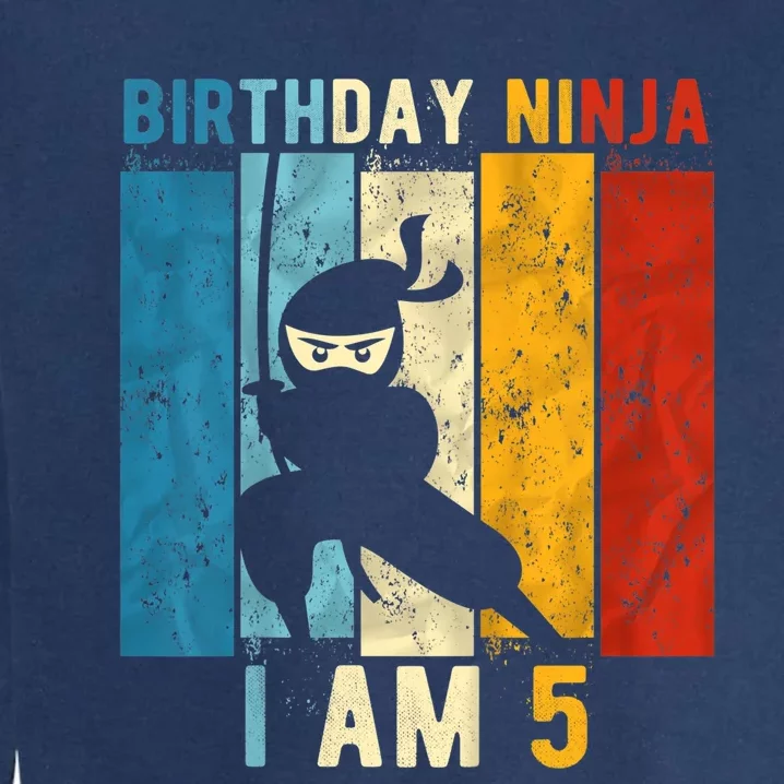 K.i.d.s 5th Birthday Ninja 5 Year Old Birthday Garment-Dyed Sweatshirt