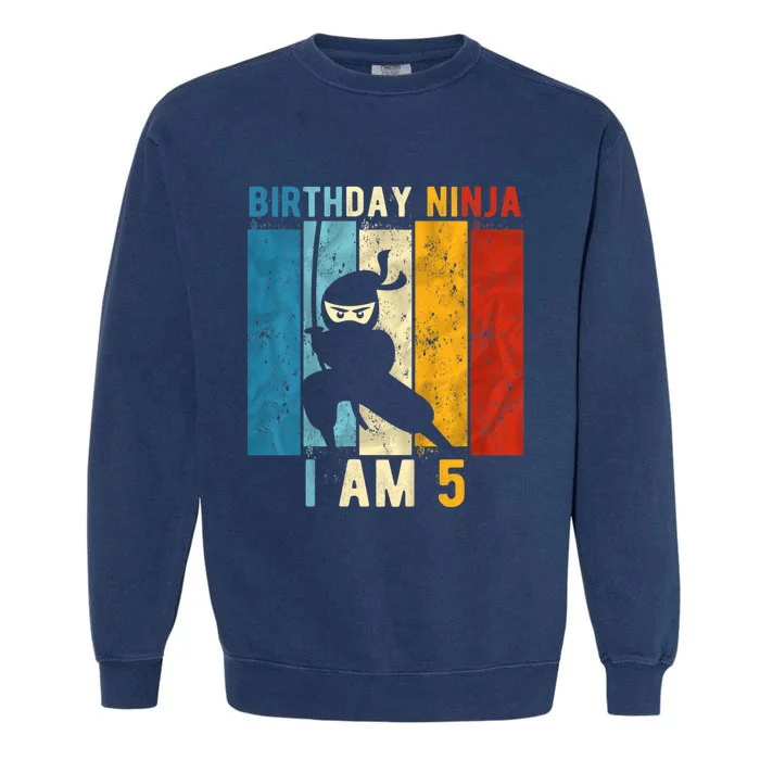 K.i.d.s 5th Birthday Ninja 5 Year Old Birthday Garment-Dyed Sweatshirt