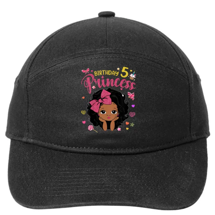 K.i.d.s 5th Birthday Princess Funny Gifts Girl Daughter 5 Year Old 7-Panel Snapback Hat