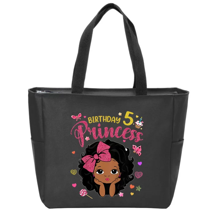 K.i.d.s 5th Birthday Princess Funny Gifts Girl Daughter 5 Year Old Zip Tote Bag