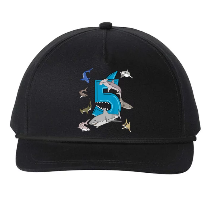 K.i.d.s 5th Birthday b.o.y.s shark white shark Snapback Five-Panel Rope Hat