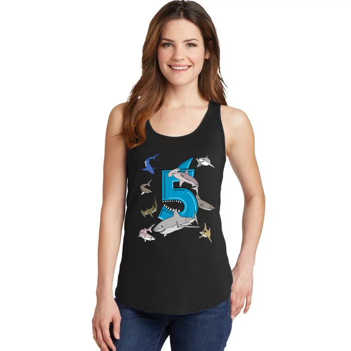 K.i.d.s 5th Birthday b.o.y.s shark white shark Ladies Essential Tank