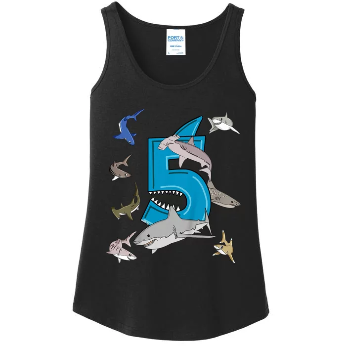 K.i.d.s 5th Birthday b.o.y.s shark white shark Ladies Essential Tank