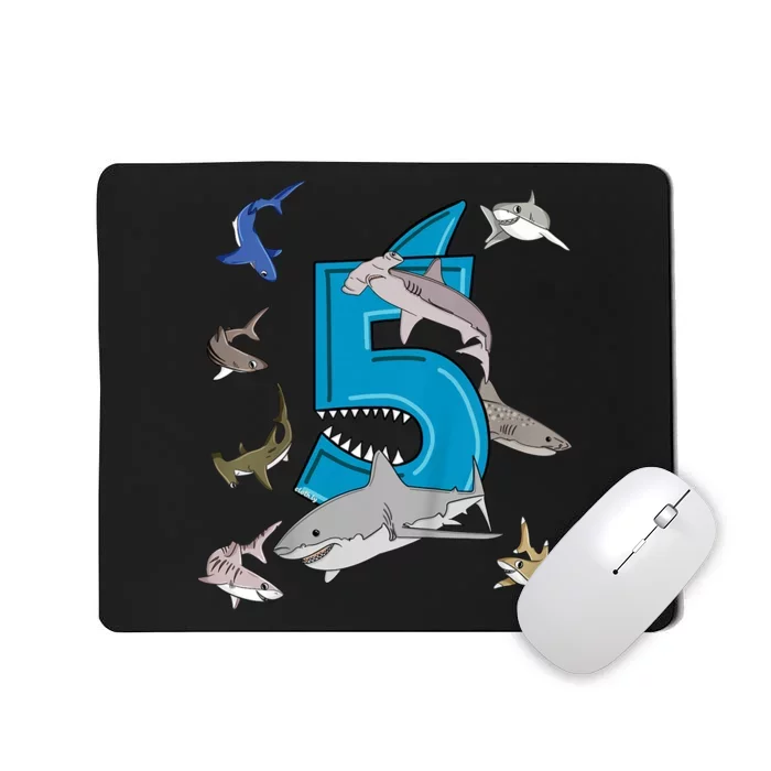 K.i.d.s 5th Birthday b.o.y.s shark white shark Mousepad