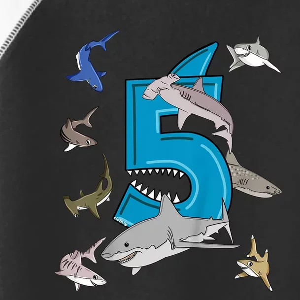 K.i.d.s 5th Birthday b.o.y.s shark white shark Toddler Fine Jersey T-Shirt