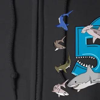 K.i.d.s 5th Birthday b.o.y.s shark white shark Full Zip Hoodie