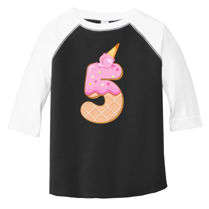 Kids 5th Birthday Girl 5 Years Ice Cream Number 5 Toddler Fine Jersey T-Shirt