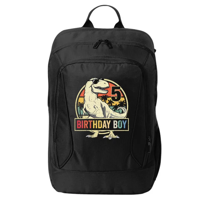 Kids 5 Year Old 5th Birthday Boy T Rex Dinosaur City Backpack