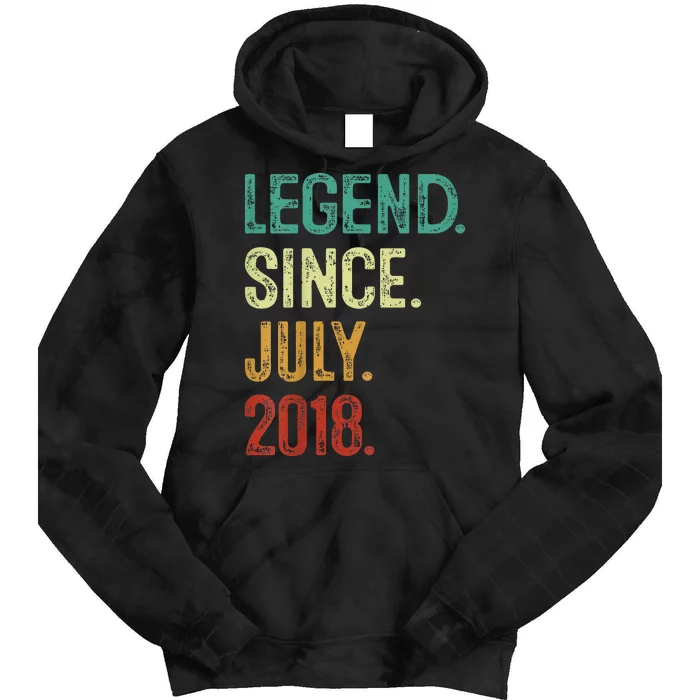 Kids 5 Years Old Legend Since July 2018 5th Birthday Tie Dye Hoodie