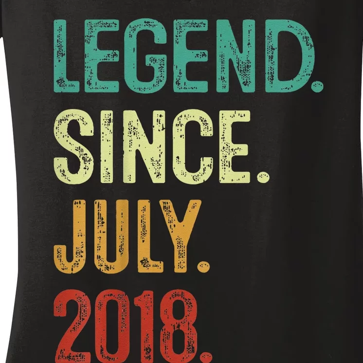 Kids 5 Years Old Legend Since July 2018 5th Birthday Women's V-Neck T-Shirt