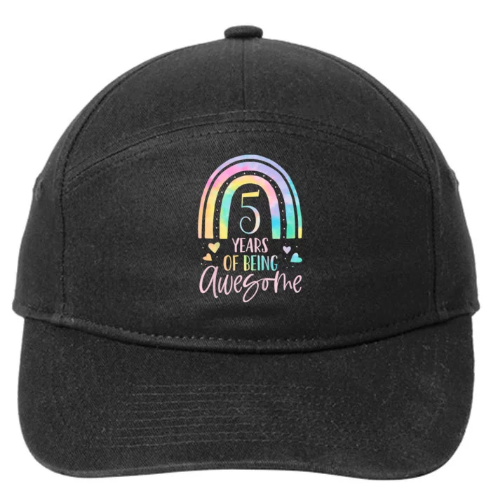 K.i.d.s 5 Years Of Being Awesome Rainbow Tie Dye 5th Birthday Girl 7-Panel Snapback Hat