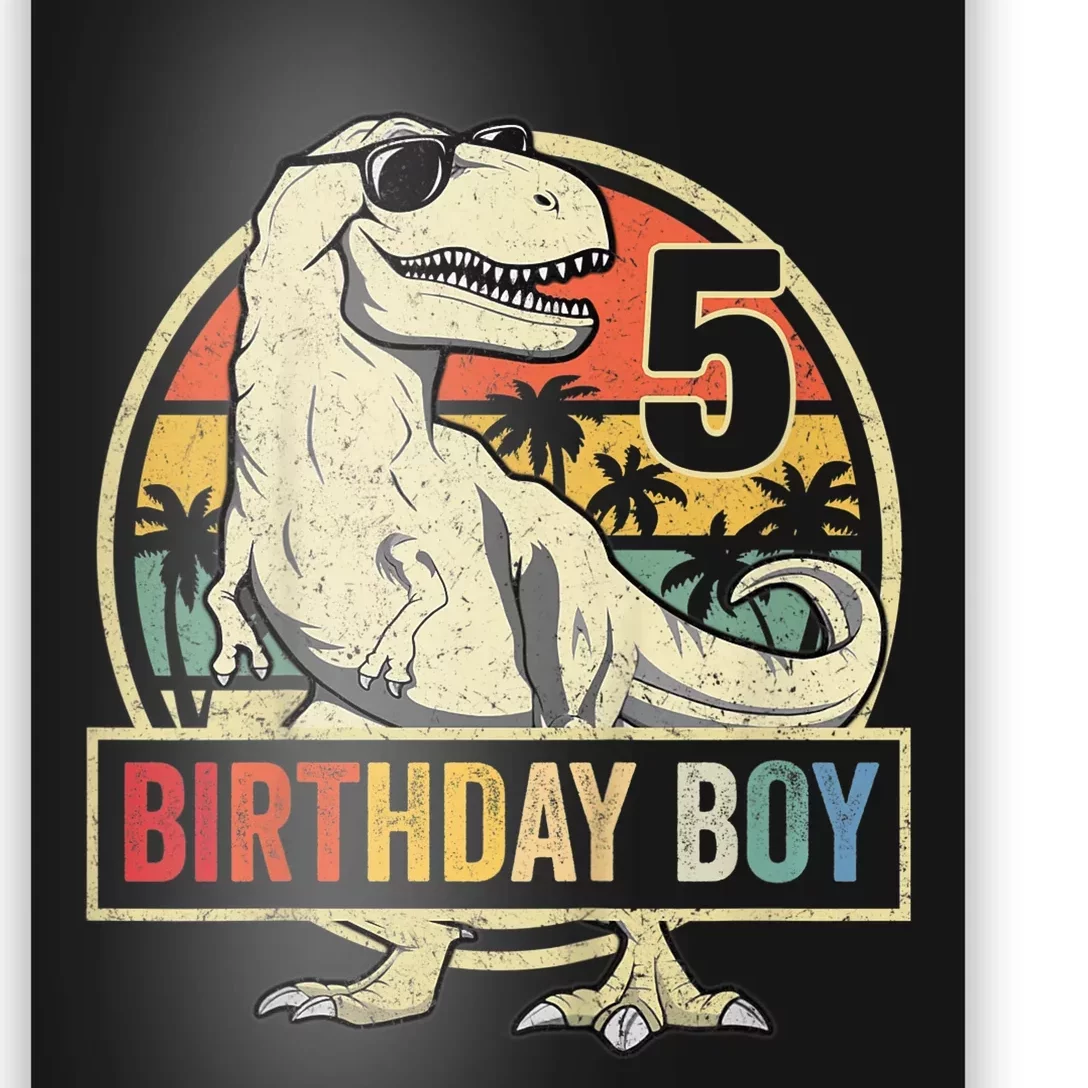 K.i.d.s 5 Year Old Shirt 5th Birthday Boy T Rex Dinosaur Shirt Poster