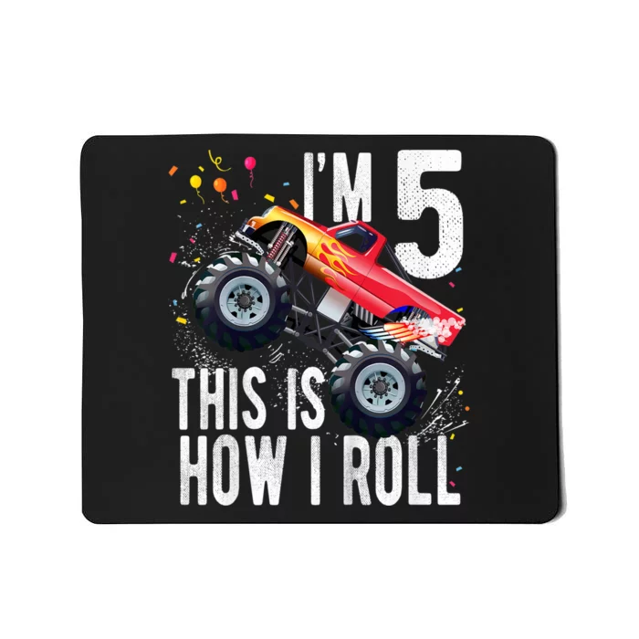 K.i.d.s 5 Year Old Shirt 5th Birthday Boy Monster Truck Car Mousepad