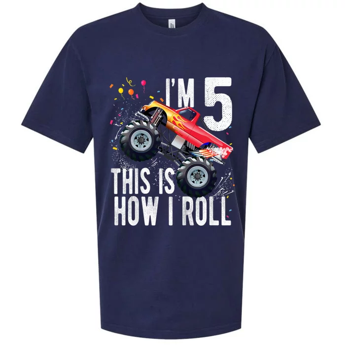 K.i.d.s 5 Year Old Shirt 5th Birthday Boy Monster Truck Car Sueded Cloud Jersey T-Shirt