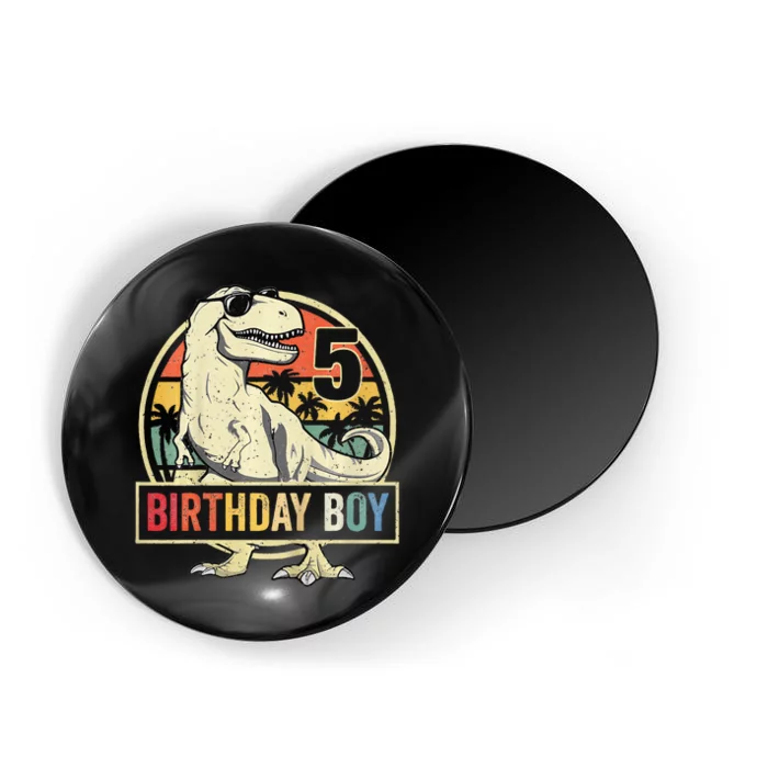 Kids 5 Year Old 5th Birthday Boy T Rex Dinosaur Magnet