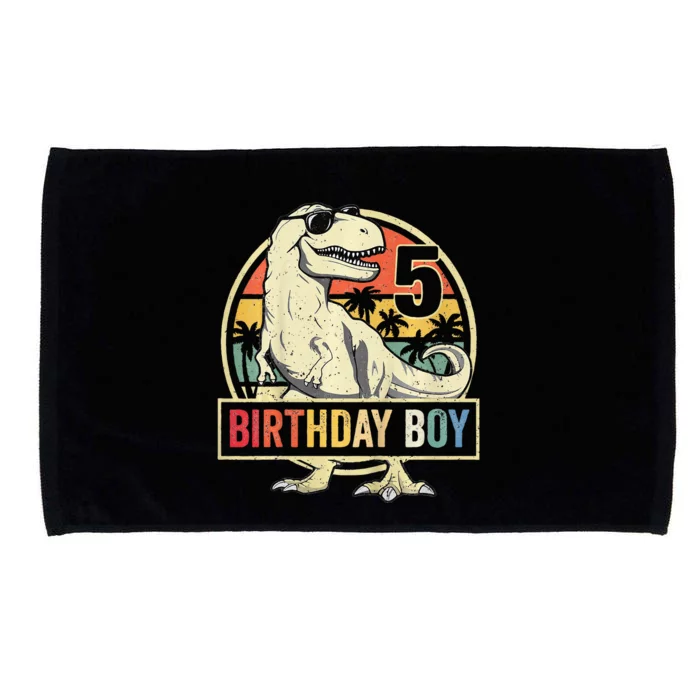 Kids 5 Year Old 5th Birthday Boy T Rex Dinosaur Microfiber Hand Towel