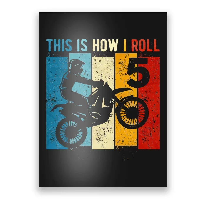 Kids 5 Year Old Birthday Boy Motocross 5th Birthday Dirt Bike Poster